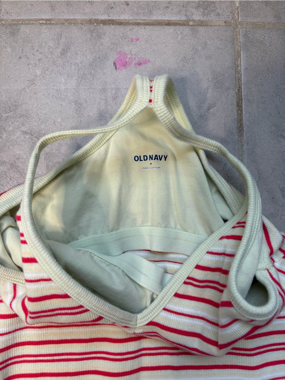 Old Navy Halter racer back tank tops. Summer stripes white green red - Picture 6 of 6